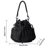 Sohiwoo Nylon Waterproof Shoulder Bag Drawstring Adjustable Women Crossbody Bag Harajuku Bucket Bag Large Capacity Travel Knapsack