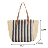 Sohiwoo Summer Straw Woven Top-Handle Handbags Casual Large Capacity Women Shoulder Bags Shopping Bags Beach Vacation Female Totes Bags