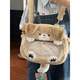 Sohiwoo Cute Dog Womens Backpackc Plush Fluffy Transparent Jk Lolita Small Shoulder Bag Casual Fashion Cartoon Harajuku Female Bag