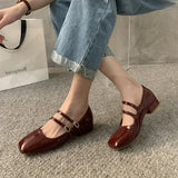 Sohiwoo Crystal Women Pumps Fashion Girls Shallow Buckle Soft Leather Mary Jane Shoes Ladies Elegant Low Heel Shoes