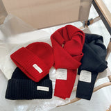 Sohiwoo Knitted Beanies Hats Scarf Set For Kids Winter Warm Children's Skullies Caps Muffler Outdoor Ski Coldproof Boys Girls Hooded Hat