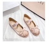 Sohiwoo Plus Size 33-43 Mary Jane Shoes Round Toe Women's Shoes Bow Silk Satin Ballet Flats Spring/Autumn Flats Women Shoes