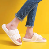 Sohiwoo Comfort Soft Sole Platform Slippers for Women Summer Beach Non-Slip Pillow Sandals Woman Korean Eva Home Shoes Flip Flops