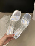 Sohiwoo Summer 2024 Transparent Slides Clear Shoes Open Toe Heeled Women's Slippers and Ladies Sandals Outside Non Slip Unique Footwear