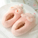 Sohiwoo Cute Cartoon Rabbit Cotton Slippers Pack Heel Home Soft Non-slip Warm Breathable Indoor Plush Shoes