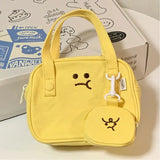 Sohiwoo Japanese Cute Angry Toast Women Canvas Bag Wallet Small Bag Travel Handbag Messenger Bag Headphone Bag Purses Handbags