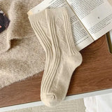 Sohiwoo Winter Warm Women Socks Thicken Cashmere Wool Socks Girls Fashion Korean Harajuku Knitted Rhombus Pattern Thermal Long Socks