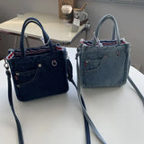 Sohiwoo Denim Bag Women Satchels Canvas Casual Soft Shoulder Bag Handbag Purse Street Style Girls Bag