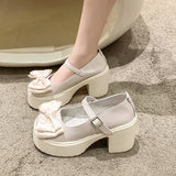 Sohiwoo New Summer Sexy Fashion Elegant Shallow Mouth Round Toe Square Heel Thick Sole Casual Bow Solid Color Women's Boots