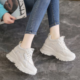 Sohiwoo Hidden Heels Sneakers for Women Breathable Mesh Platform Sports Shoes Woman Mix Color Height Increasing Casual Shoes