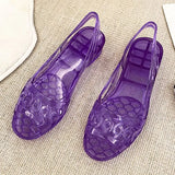 Sohiwoo Summer 2024 Pvc Plastic Sandals for Women Purple Footwear Open Toe Ladies Shoes with Medium Heels Jelly Asian Size Vip Sale F H