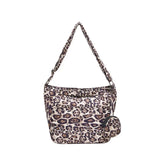 Sohiwoo Fashion Leopard Print Nylon Shoulder Bag 2024 Hot Selling Sewing Thread Trendy Tote Bag Large Capacity Simple Versatile Handbag