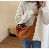 Sohiwoo Large Capacity Corduroy Women's Shoulder Bag Solid Color Casual Travel Female Messenger Bags Simple Retro Ladies Handbags