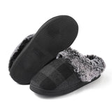 Sohiwoo Plaid Thicken Plush Fur Slippers Women Winter Closed Toe Couple Home Slippers Woman Comfort Soft Sole House Shoes Slides