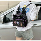 Sohiwoo Y2k Womens Backpack Cute Cat Transparent Kawaii Pu Leather New Fashion Shoulder Bag All-match Lolita Jk Sweet Female Bag