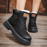 Sohiwoo  Luxury Mens Boots Casual Cowboy Army Tactical Outdoor Platform Couple Shoes Ankle Leather Women's Sneaker  Winter