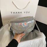 Sohiwoo Chain Luxury Chest Bag Crossbody Bags Diamond Designer Laser Female Bag Purse Belt Shoulder Waist Women's Pack Handbags