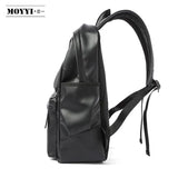 Sohiwoo PU Leather Men Backpack Leather School Backpack Bags 15.6inch Laptop Fashion Waterproof Travel Casual Book Bag Male Boy Mochila