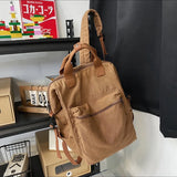 Sohiwoo Big Capacity Teenager High Street Canvas Backpack Back To School Student Korean Fashion Travel Soft Cotton Book Laptop Knapsack