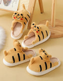 Sohiwoo Winter Women's Cotton Slippers Soft Sole Thickened Warm Plush Shoes 2024 New Little Tiger Cartoon Cute Home Indoor Casual Shoes