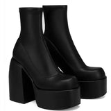 Sohiwoo  New Gothic Style Sexy Elegant Chunky Platform Women Ankle Boots Big Size 43 Walking Comfy Woman Shoes Platform Shoes