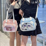 Sohiwoo Cute Panda Womens Shoulder Bag Y2k Cartoon Print New Fashion Lolita Ita Bag College Style Pu Leather Casual Female Handbag