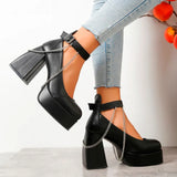 Sohiwoo Big Size 42 Brand New Great Quality Block High Heel Chunky Platform Shoes Spring Summer Sexy Goth Mary Jane Footwear Pumps
