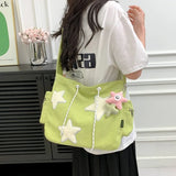 Sohiwoo Korea Y2k Cute Girl Five-pointed Star Shoulder Bag Teenagers College Student Schoolbags Sweet Outdoor Sports Crossbody Tote Bag