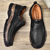 Sohiwoo Genuine Leather Handmade Shoes Men Loafers Slip On Business Casual Shoes Classic Soft Leather Breathable Men Shoes Flat