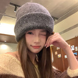 Sohiwoo Sequin Knitted Beanies Hats For Women&Men Winter Thicken Warm Skullies Caps Famela Outdoor Windproof Cover Head Cold Caps Bonnet