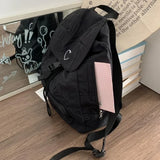 Sohiwoo Black Womens Backpack Love Embroidery Nylon Korean Style Fashion Casual Backpacks Large Capacity Outdoor Simple Female Bag