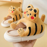 Sohiwoo Winter Women's Cotton Slippers Soft Sole Thickened Warm Plush Shoes 2024 New Little Tiger Cartoon Cute Home Indoor Casual Shoes