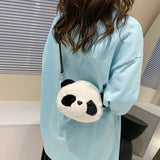 Sohiwoo Cute Plush Crossbody Bag Panda Backpacks One Shoulder Diagonal Wallet Animals Toy Coin Purse Kids Birthday Gift