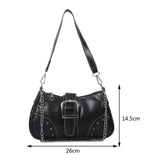 Sohiwoo Y2K Hot Girls Design Underarm Bag Vintage Chain Armpit Bag Fashion Women Shoulder Bag Pleated Saddle Bag Purse Hobos Handbags