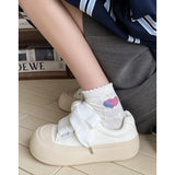 Sohiwoo Popular Shoes for Women Spring and Autumn New Super Hot Little White Shoes Hong Kong Style Students' Thick Sole Shoes