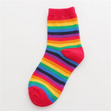 Sohiwoo Striped Novelty Socks for Girls, Red, Pink, Rainbow Color, Novelty, Young Art, Funny Hipster, Street Dance Gift