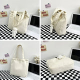 Sohiwoo Drawstring Fresh For Mouth Bundle Shoulder Capacity Bags Canvas Large Color Casual Tote One Bag Hand Fashion Women Women's Solid