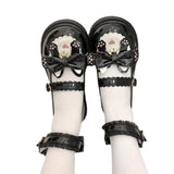 Sohiwoo Sweet Girls Lolita Cute Cat Bowknots Flat Shoes,Students School Kawaii Princess Mary Janes Big Head Shoes