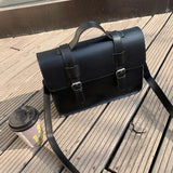 Sohiwoo Style Body Bookbag Capacity Fashion Chic Preppy Black Bags Messenger College Briefcase Women Shouler Teenager Korean Large Cross