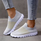 Sohiwoo Breathable Sneakers for Women Slip-On Light Knitting Casual Shoes Woman Comfortable Non-Slip Flat Heels Sport Shoes