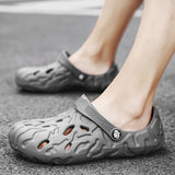 Sohiwoo Fashion Men Sandals Lightweight EVA Casual Hole Shoes Men's Clogs Lovers Home Garden Outdoor Summer Beach Flat Man Slippers