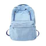 Sohiwoo Teenager Casual Denim Fabric School Book Backpack Female Korean Fashion Travel High Street Soft Jeans Cloth Daily Rucksack Bag