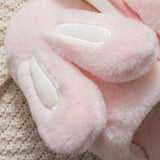 Sohiwoo Rabbit Big Eyes Slippers Women's Autumn Winter Non-slip Warm Plus Fluff Plush Indoor Home Men's Couple Flip-flops Shoes Cut
