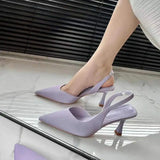 Sohiwoo Ladies Shoes Purple Summer 2024 Closed Sandals for Women Pumps Pointed Toe Office Work Footwear Heeled High Heels Trend The Best