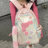 Sohiwoo Y2k Japanese Original Pink Girl Pistol Star Backpack Personalized High Capacity College Schoolbags Sweet Cool Girl Shoulder Bag