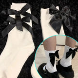 Sohiwoo Jk Bow Socks Spring White Japanese Cute Kawaii Harajuku Women Sweet Style Lolita Bowknot Female Short Crew Socks Girl Gift Soks