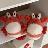 Sohiwoo Cute Crab Winter New Women Slipper Soft Heel Platform Fur Warm Indoor Comfortable Home Fluffy Home Slippers