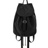 Sohiwoo Solid Color Retro Style Nylon Women Backpack Casual Women Backpack Harajuku School Students Drawstring Flap Travel Backpack