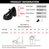 Sohiwoo Black Super High Heels Mary Jane Shoes Women Goth Chunky Platform Pumps Woman Plus Size Ankle Buckle Party Lolita Shoes 42