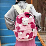 Sohiwoo Kawaii Colorful Cartoon Printed School Women Backpack Y2k Korean Style Travel Girls Backpack Cute Mini Square Women School Bag